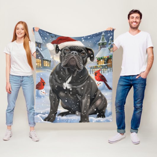 Cane Corso Winter Wonderland Kerstvreugde  Fleece Deken (In situ)