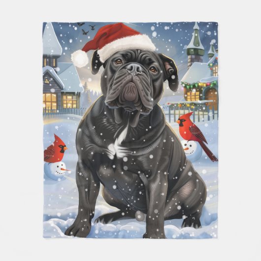 Cane Corso Winter Wonderland Kerstvreugde  Fleece Deken (Voorkant)