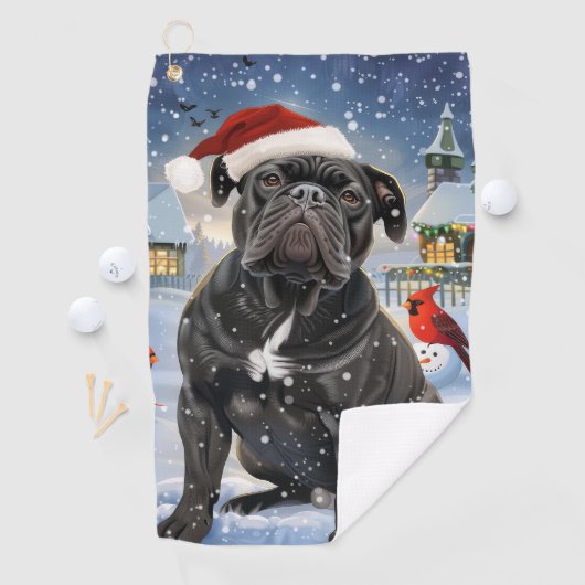 Cane Corso Winter Wonderland Kerstvreugde Golfhanddoek (Insitu)