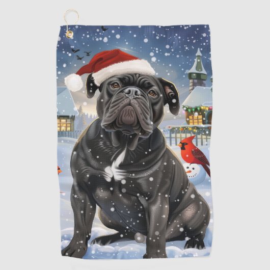 Cane Corso Winter Wonderland Kerstvreugde Golfhanddoek (Voorkant)