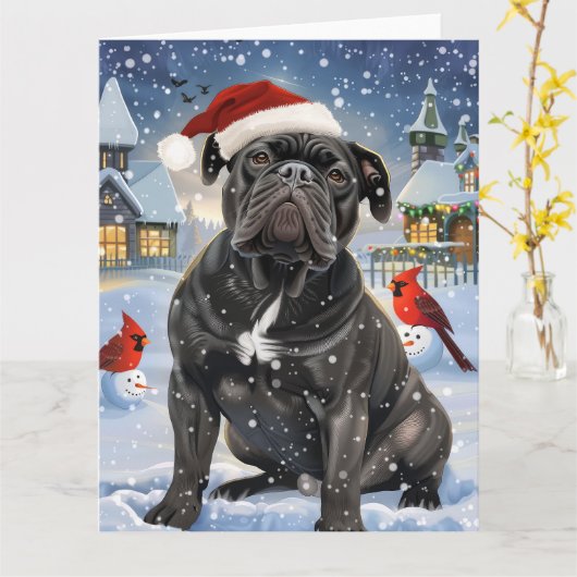 Cane Corso Winter Wonderland Kerstvreugde Kaart (Gele Bloem)
