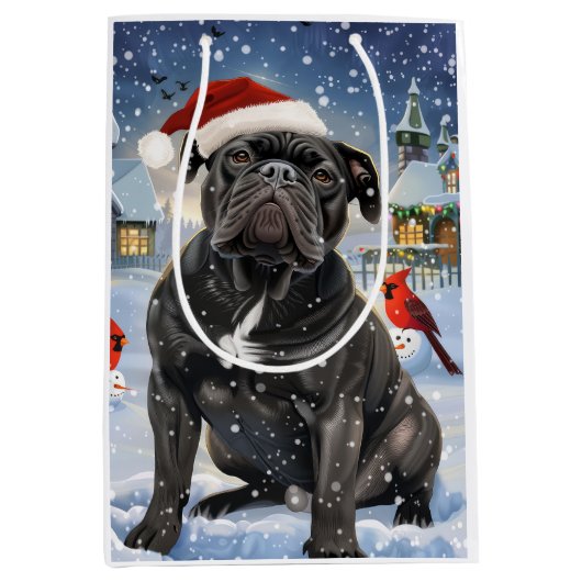 Cane Corso Winter Wonderland Kerstvreugde Medium Cadeauzakje (Voorkant)
