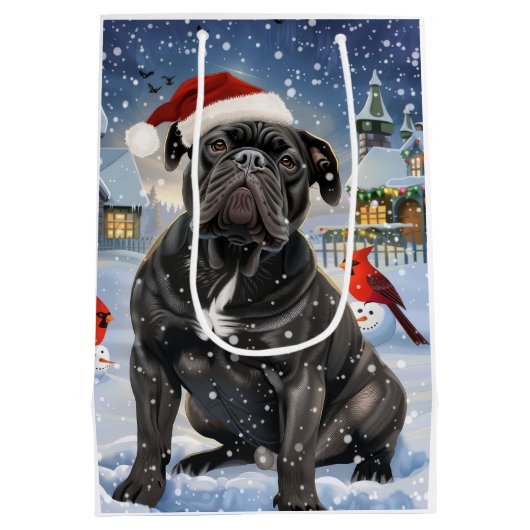 Cane Corso Winter Wonderland Kerstvreugde Medium Cadeauzakje (Achterkant)
