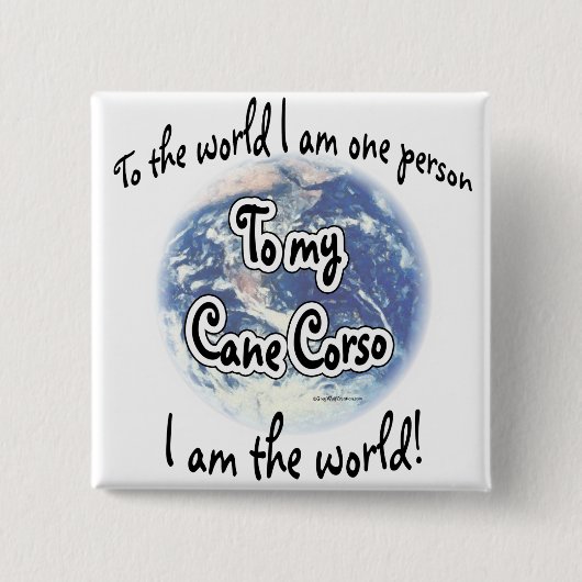 Cane Corso World 2 Vierkante Button 5,1 Cm (Voorkant)