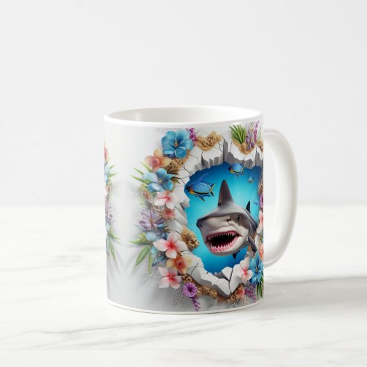 Caneca 3D Tubarão Koffiemok (Voorkant rechts)