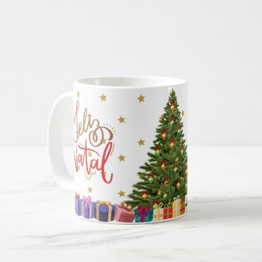 Caneca branca brilhante-Natal Koffiemok (Voorkant links)