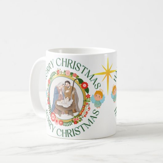 Caneca branca brilhante-Natal Koffiemok (Voorkant links)