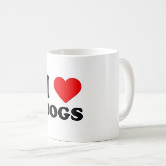Caneca branca clássica 325 ml Designer amo Dogs Koffiemok (Voorkant rechts)