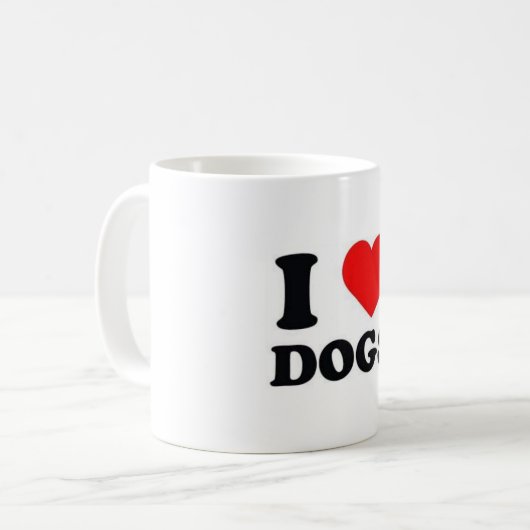 Caneca branca clássica 325 ml Designer amo Dogs Koffiemok (Voorkant links)