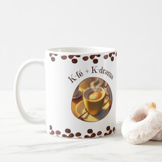 Caneca branca clássica, 325 ml koffiemok (Met donut)
