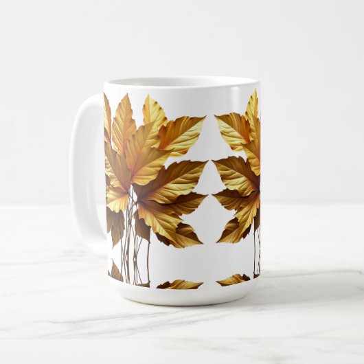 CANECA BRANCA CLÁSSICA - FOLHAGEM OURO KOFFIEMOK (Voorkant links)