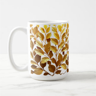 CANECA BRANCA CLÁSSICA - FOLHINHAS/TOM OURO KOFFIEMOK