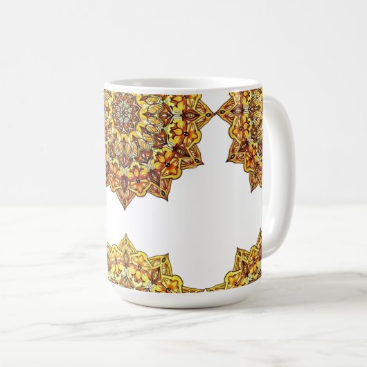 CANECA BRANCA CLÁSSICA - MANDALA TOM/OURO KOFFIEMOK (Voorkant rechts)
