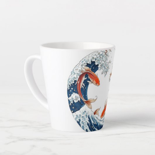 Caneca branca com design de peixes japoneses latte mok (Linkerhoek)