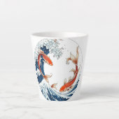 Caneca branca com design de peixes japoneses latte mok (Voorkant)