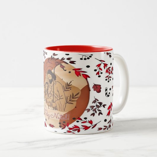 Caneca com cor dentro/Natal Tweekleurige Koffiemok (Voorkant rechts)