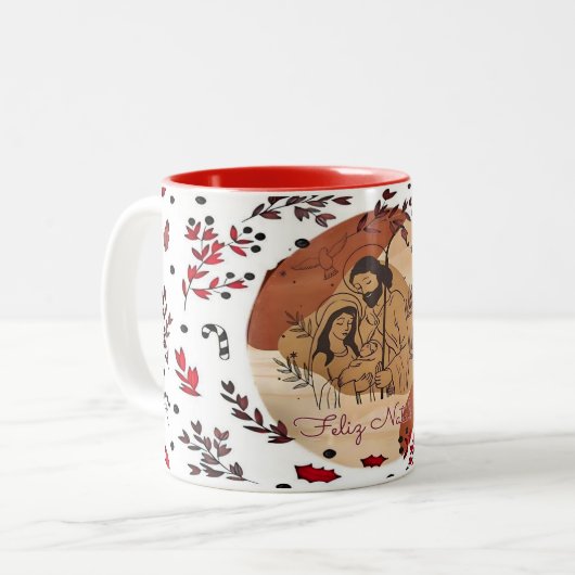 Caneca com cor dentro/Natal Tweekleurige Koffiemok (Voorkant links)