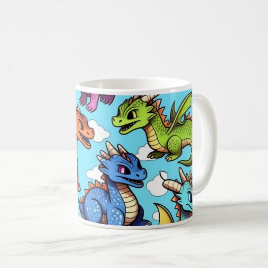 Caneca com desenho de vários dragões koffiemok (Voorkant rechts)