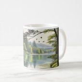 Caneca com ilustração de lago e floresta koffiemok (Voorkant rechts)