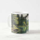 Caneca com ilustração de lago e floresta koffiemok (Voorkant links)