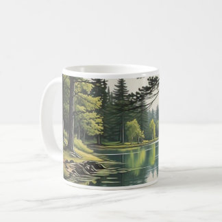 Caneca com ilustração de lago e floresta koffiemok