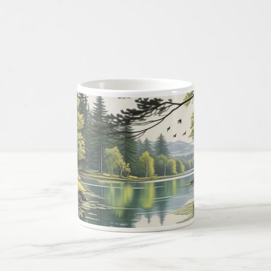 Caneca com ilustração de lago e floresta koffiemok (Center)