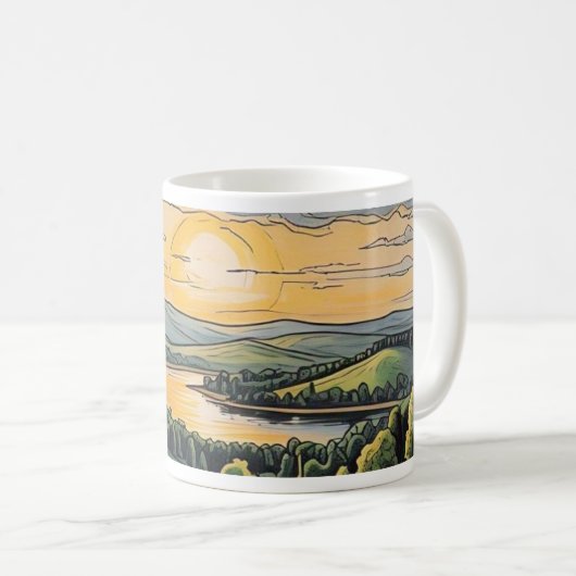Caneca com ilustração do pôr do sol koffiemok (Voorkant rechts)