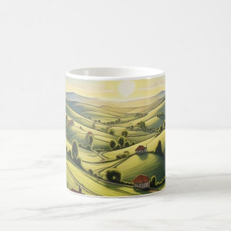 Caneca com paisagem do pôr do sol koffiemok