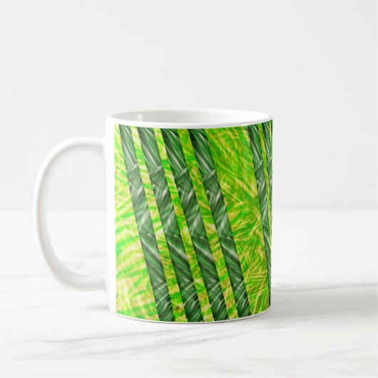 Caneca com riscos e faixas verdes, amarelo e oliva koffiemok (Links)