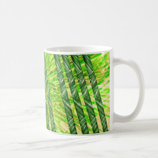 Caneca com riscos e faixas verdes, amarelo e oliva koffiemok (Rechts)