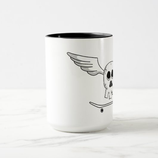 Caneca Cranio Skate - Skull Skateboard Mok (Midden)