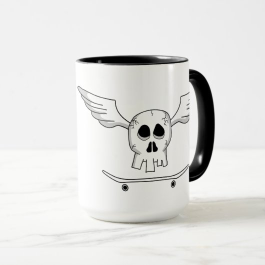 Caneca Cranio Skate - Skull Skateboard Mok (Voorkant rechts)