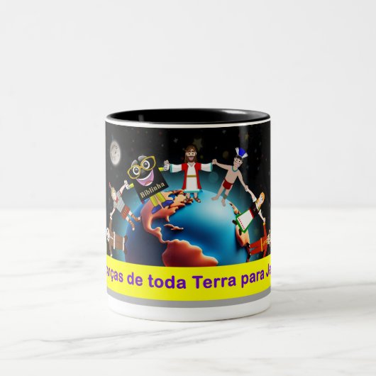 Caneca Crianças para Jesus (Biblinha e Turminha) Tweekleurige Koffiemok (Center)