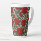 Caneca de café Rosas Vermelhas sobre Renda Branca Latte Mok (Rechterhoek)