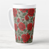 Caneca de café Rosas Vermelhas sobre Renda Branca Latte Mok (Linkerhoek)