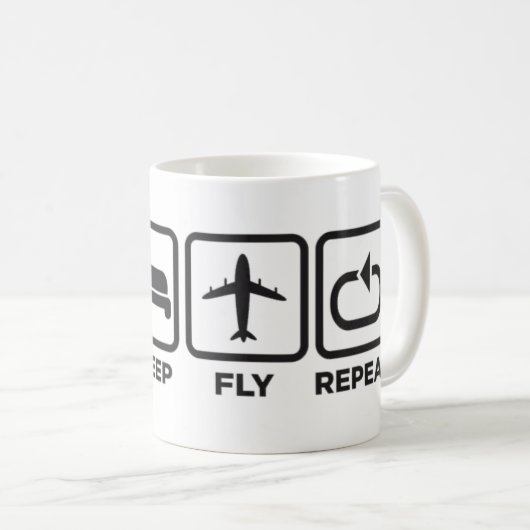 Caneca | EAT, SLEEP, FLY, REPEAT Koffiemok (Voorkant rechts)