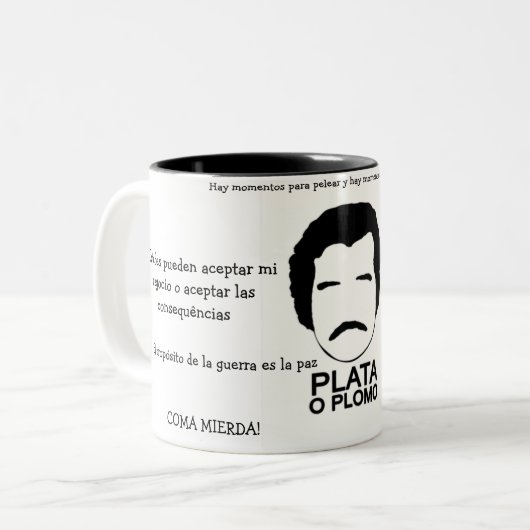 Caneca em Dois Tons Pablo Escobar Frases Tweekleurige Koffiemok (Voorkant links)