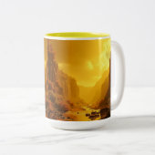 CANECA EM DOIS TONS - PAISAGEM OURO TWEEKLEURIGE KOFFIEMOK (Voorkant rechts)