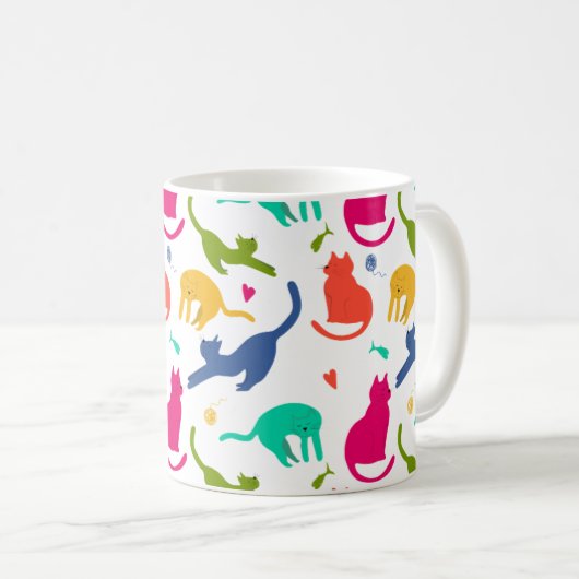 Caneca Estampada Com Gatos - Colorida Koffiemok (Voorkant rechts)
