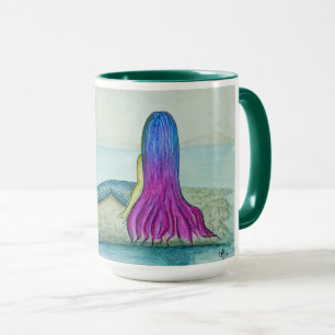 Caneca ilustração sereia pintada à mão mok