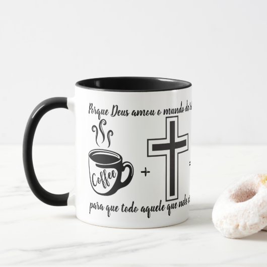 Caneca Jesus + Versículo João 3:16 Mok (Met donut)