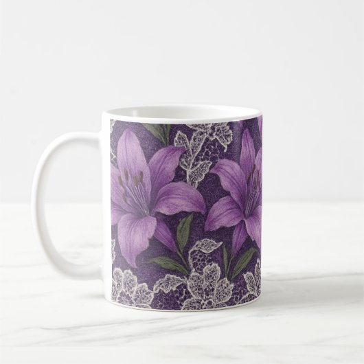 Caneca lírios e renda design koffiemok (Links)