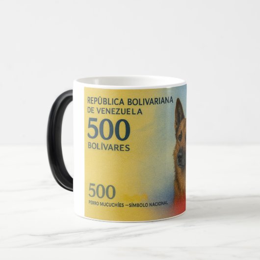 Caneca Mágica Mucuchíes Venezuelan Brown Dog Magische Mok (Voorkant links)