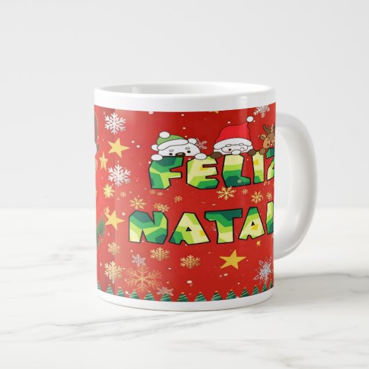 Caneca Natalina Clássica Grote Koffiekop (Voorkant rechts)