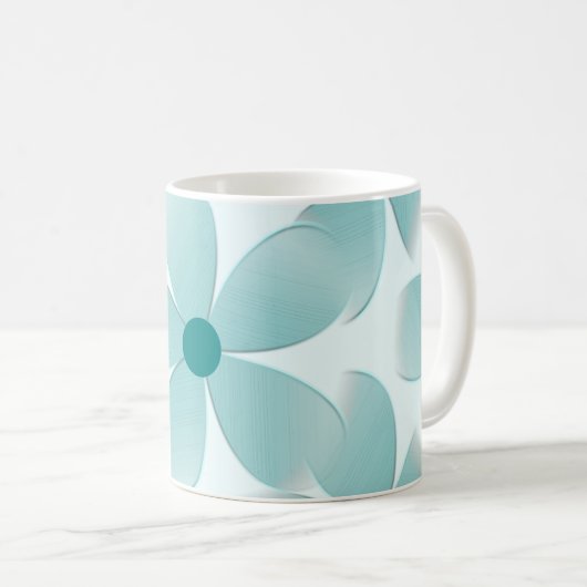 Caneca. Padrão floral verde. Koffiemok (Voorkant rechts)