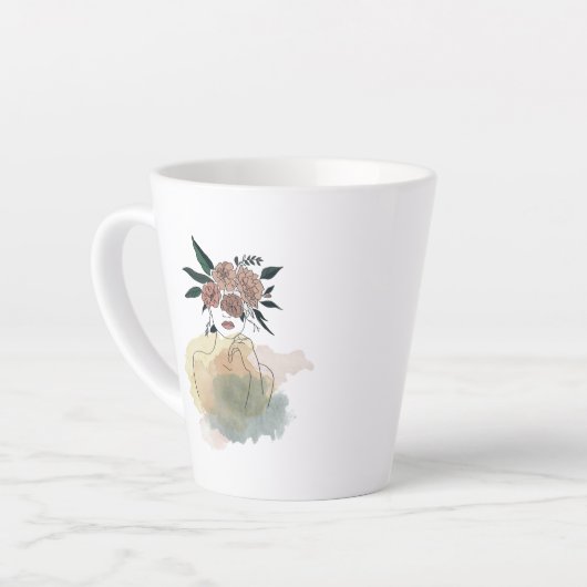 Caneca para café latte linhas e flores latte mok (Linkerhoek)