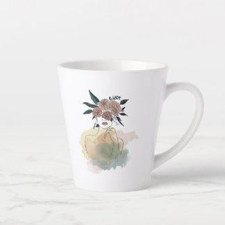 Caneca para café latte linhas e flores latte mok