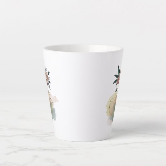 Caneca para café latte linhas e flores latte mok (Voorkant)