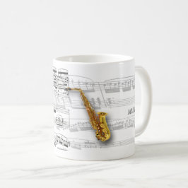 Caneca partitura e saxofone koffiemok