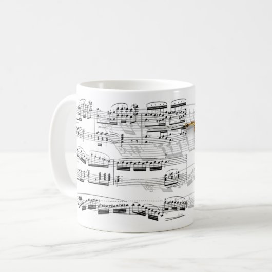 Caneca partitura e saxofone koffiemok (Voorkant links)